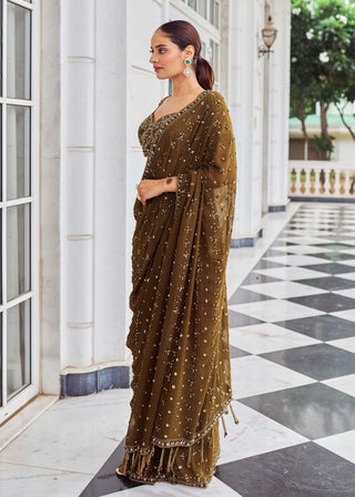 Suheri ullaas copper sari with blouse