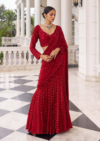 Surkh Umang laal  lehenga sari with blouse