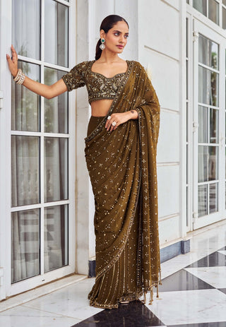 Suheri ullaas copper sari with blouse