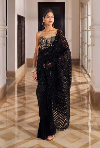 Ullas black sari with blouse