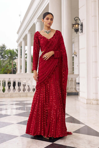 Surkh Umang laal  lehenga sari with blouse