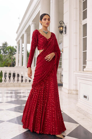 Surkh Umang laal  lehenga sari with blouse