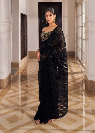 Ullas black sari with blouse
