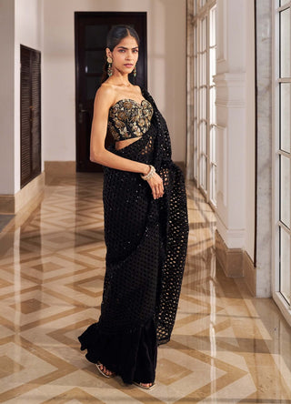 Ullas black sari with blouse