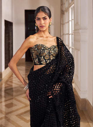 Ullas black sari with blouse