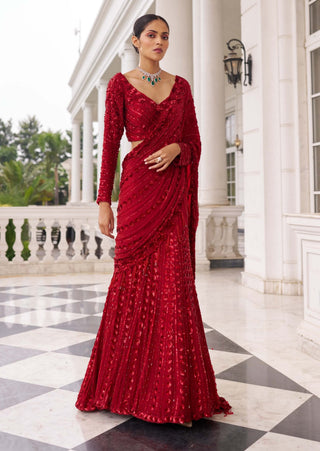 Surkh Umang laal  lehenga sari with blouse