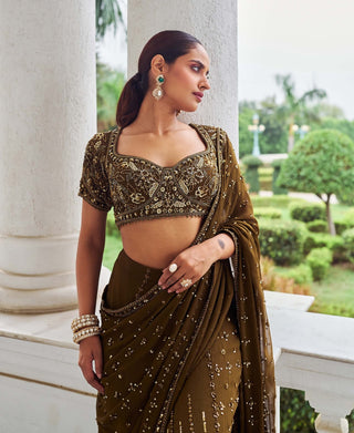 Suheri ullaas copper sari with blouse