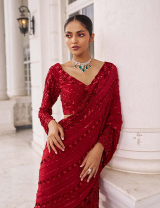 Surkh Umang laal  lehenga sari with blouse