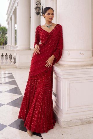 Surkh Umang laal  lehenga sari with blouse
