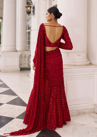 Surkh Umang laal  lehenga sari with blouse