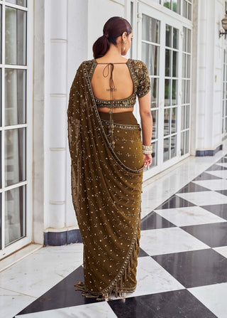 Suheri ullaas copper sari with blouse