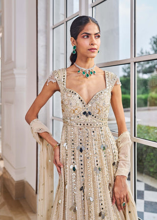 Ullas champagne anarkali with dupatta