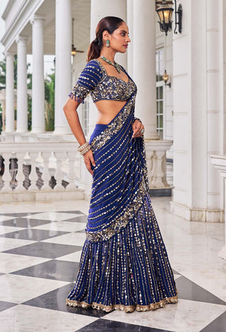 Shaadmani purple lehenga sari with blouse