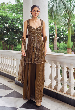Ullaas copper sharara set