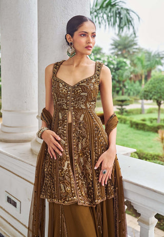Ullaas copper sharara set