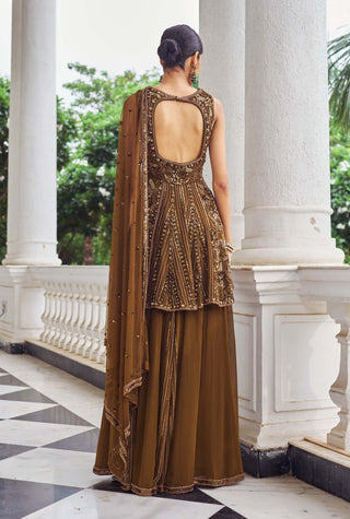 Ullaas copper sharara set