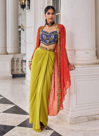 Ullasat draped skirt and cape set