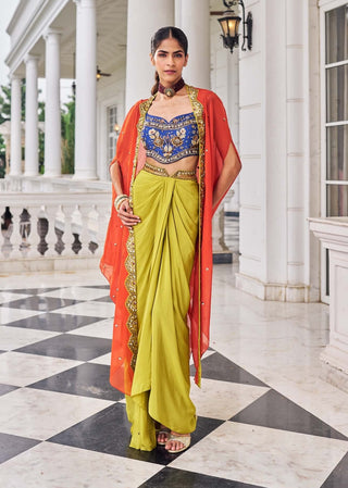 Ullasat draped skirt and cape set