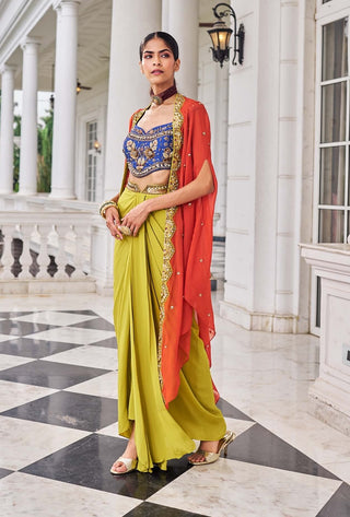 Ullasat draped skirt and cape set