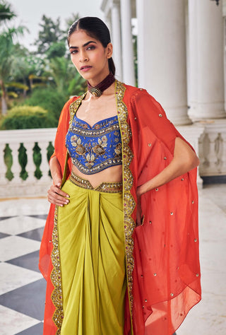 Ullasat draped skirt and cape set