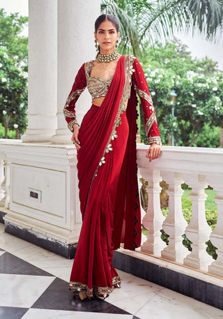 Laal harsh sari with blouse