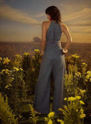 Blue commanding couture jumpsuit