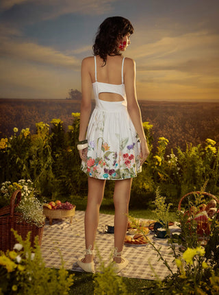 White Harmonic Bloom Dress by Nirmooha available on Indiaspopup