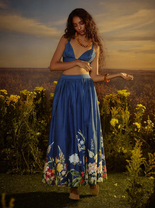 Blue Celestial Charm Top And Skirt by Nirmooha available on Indiaspopup