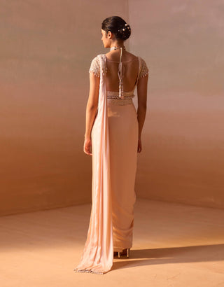 Peach draped sari and blouse