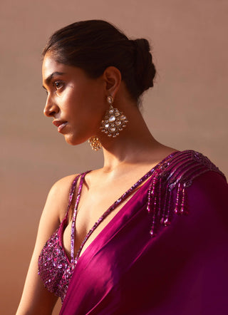 Purple draped sari and blouse