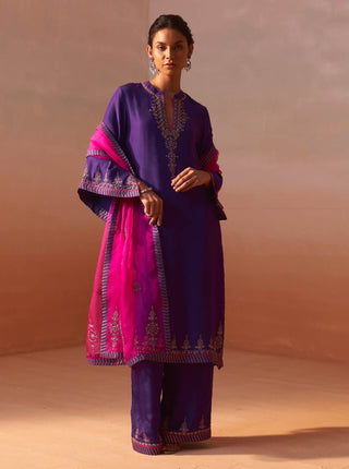 Purple Kurta And Palazzo Set by Nitika Gujral, available on Indiaspopup.com