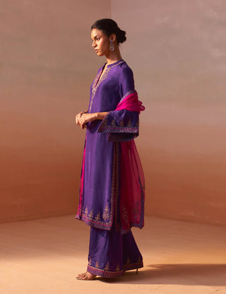 Purple Kurta And Palazzo Set by Nitika Gujral, available on Indiaspopup.com