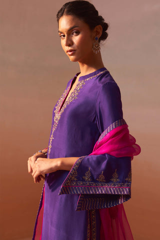 Purple Kurta And Palazzo Set by Nitika Gujral, available on Indiaspopup.com