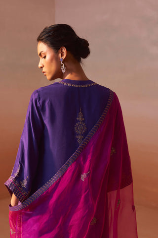 Purple Kurta And Palazzo Set by Nitika Gujral, available on Indiaspopup.com