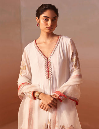 White Georgette Anarkali Set by Nitika Gujral, available on Indiaspopup.com