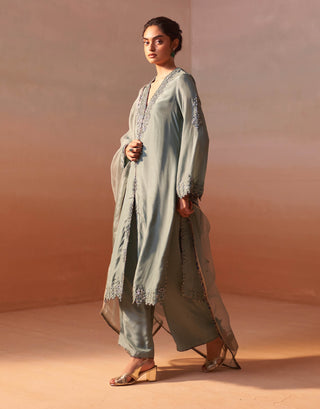 Jade Green Kurta And Palazzo Set by Nitika Gujral, available on Indiaspopup.com