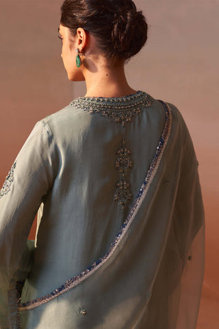 Jade Green Kurta And Palazzo Set by Nitika Gujral, available on Indiaspopup.com