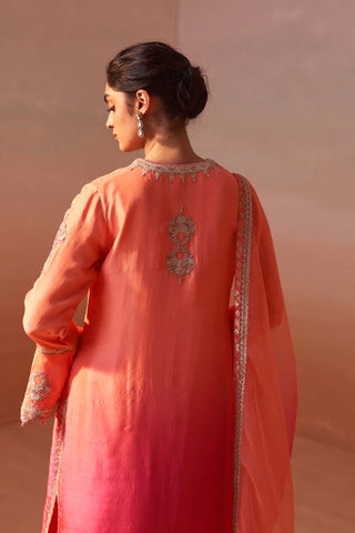 Carrot Orange Kurta And Salwar Set by Nitika Gujral, available on Indiaspopup.com