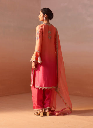 Carrot Orange Kurta And Salwar Set by Nitika Gujral, available on Indiaspopup.com