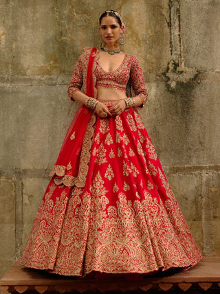 Red sequins lehenga set