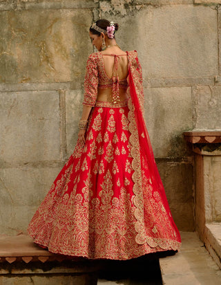 Red sequins lehenga set