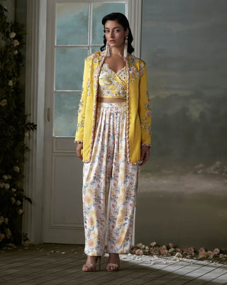 Nitika Gujral Yellow Jacket Trouser, Corset Top And Jacket available on indiaspopup