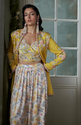 Nitika Gujral Yellow Jacket Trouser, Corset Top And Jacket available on indiaspopup