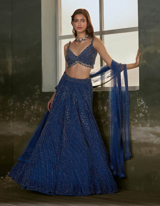 Midnight blue lehenga choli set