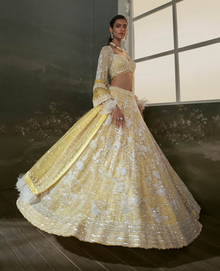 Sunshine Yellow Lehenga Choli Set by Nitika Gujral available on Indiaspopup