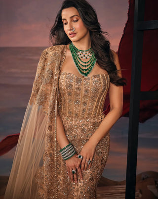 Ashi gold mermaid lehenga set
