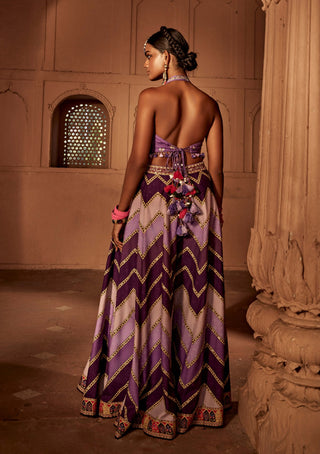 Leher Lilac Geometrical Sharara And Blouse by Kalista, available on Indiaspopup.com