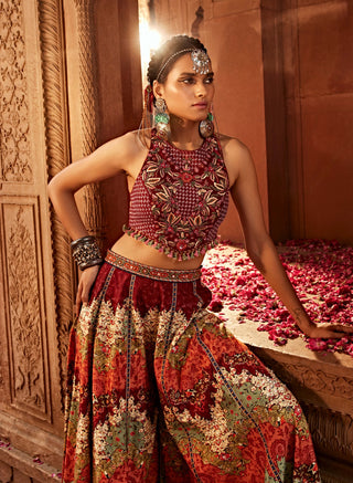 Mehvish Maroon Sharara And Blouse by Kalista, available on Indiaspopup.com