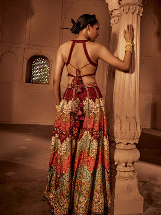 Mehvish Maroon Sharara And Blouse by Kalista, available on Indiaspopup.com