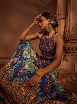 Mehvish Blue Sharara And Blouse by Kalista, available on Indiaspopup.com